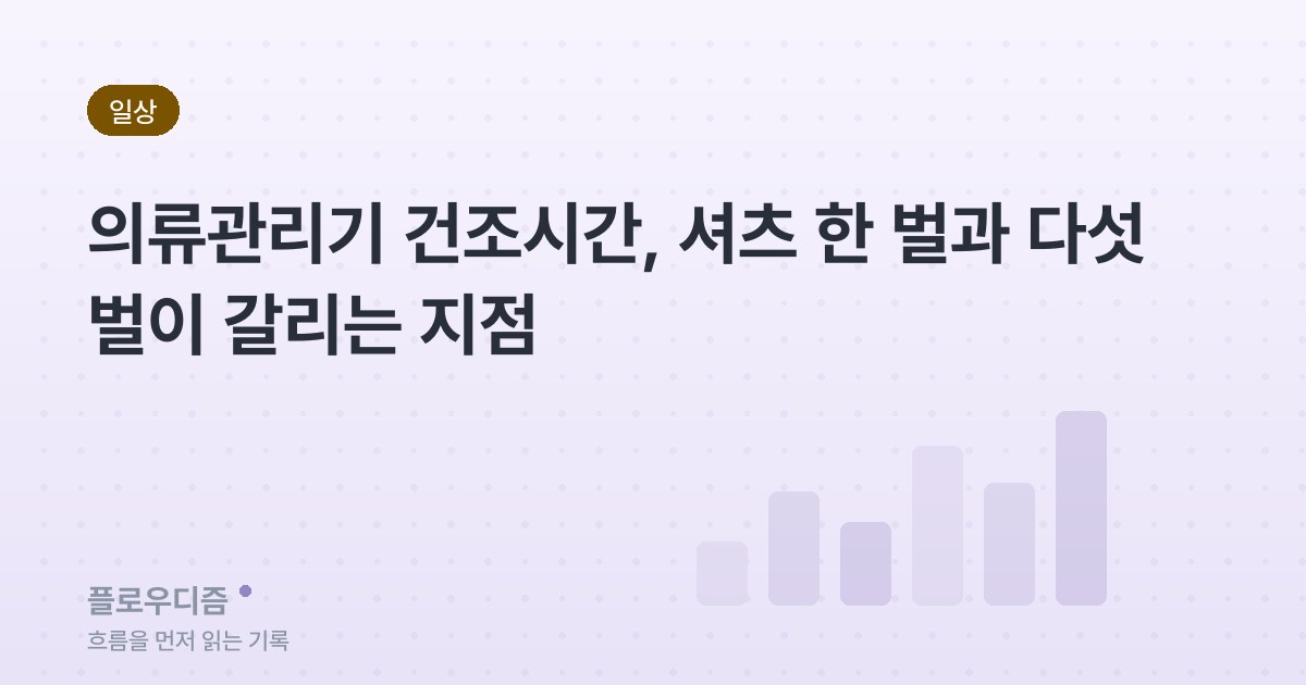 의류관리기 건조시간 비교 표가 적힌 카드 이미지